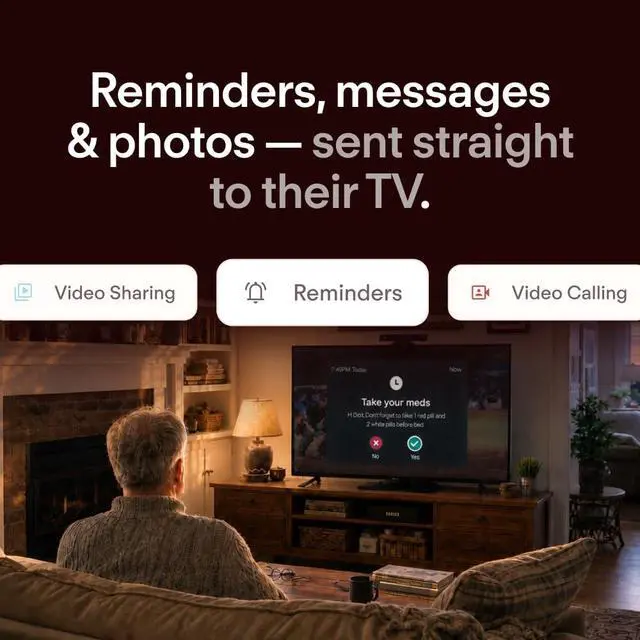 Alt view image 5 of 6 - JubileeTV Remote Care System for Seniors Stay Connected Through Their TV | Control TV Remotely from Your Phone | Video Calls, Reminders & Monitoring | Simple Setup + Voice Remote