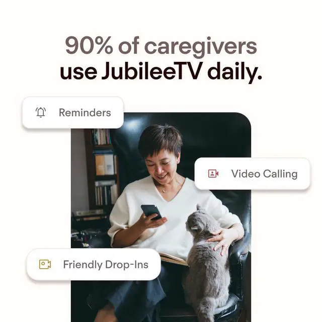 Alt view image 6 of 6 - JubileeTV Remote Care System for Seniors Stay Connected Through Their TV | Control TV Remotely from Your Phone | Video Calls, Reminders & Monitoring | Simple Setup + Voice Remote