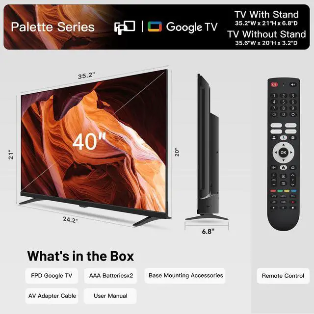 Alt view image 7 of 7 - 40-inch Smart TV, 1080p Full HD Google TV, HDR10, Dolby Audio (CG40-P3) | Google Play built-in Google Cast, voice remote control Stream Live Television