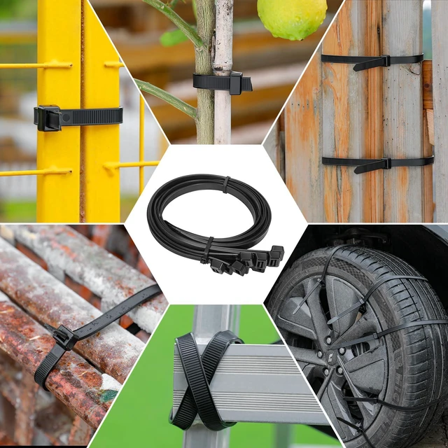 Alt view image 4 of 7 - Zip Ties Heavy Duty 14 inch 200 LBS Tensile Strength Cable Ties Extra Large Wire Ties Adjustable Nylon Tie Wraps for Indoor Outdoor Patented Design100 Pack Black
