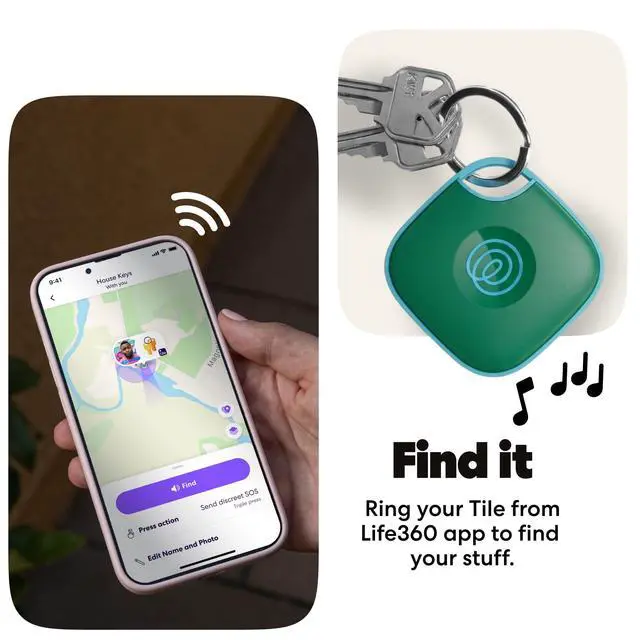 Alt view image 4 of 7 - Tile - Bluetooth Tracker, Keys Finder and Item Locator for Keys, Bags and More. Phone Finder. Both iOS and Android Compatible. 1-Pack (Green Surf)