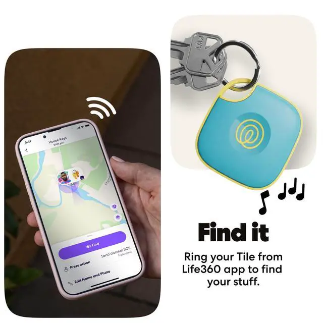 Alt view image 4 of 7 - Tile - Bluetooth Tracker, Keys Finder and Item Locator for Keys, Bags and More. Phone Finder. Both iOS and Android Compatible. 1-Pack (Aqua Lemon)