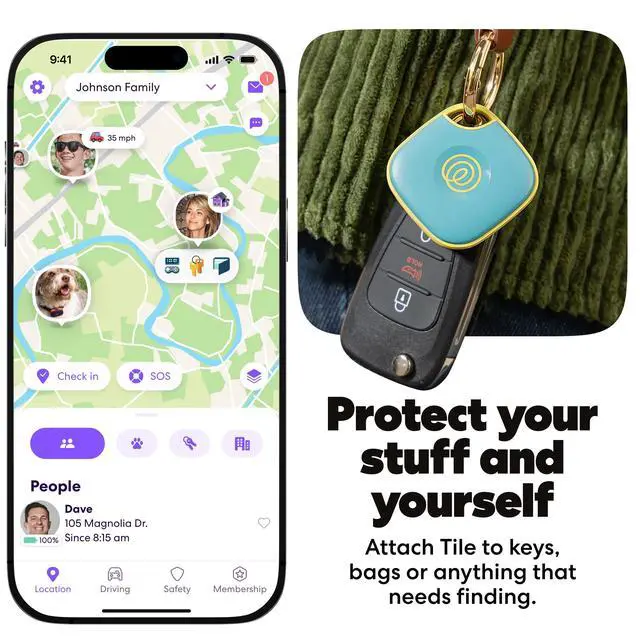 Alt view image 3 of 7 - Tile - Bluetooth Tracker, Keys Finder and Item Locator for Keys, Bags and More. Phone Finder. Both iOS and Android Compatible. 1-Pack (Aqua Lemon)