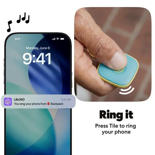 Alt view image 5 of 7 - Tile - Bluetooth Tracker, Keys Finder and Item Locator for Keys, Bags and More. Phone Finder. Both iOS and Android Compatible. 1-Pack (Aqua Lemon)