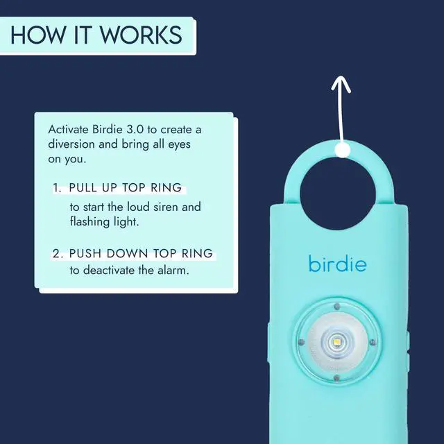 Alt view image 4 of 7 - Shes Birdie 3.0 New Version The Original Personal Safety Alarm for Women by WomenLoud Siren, Flash Light and Rechargeable Battery in a Variety of Colors (Aqua Blue)