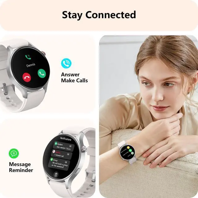 Alt view image 3 of 6 - Smart Watch for Women, AMOLED Ultra-Clear Screen Activity Trackers with Heart Rate/Sleep/SpO2 Monitor, Smartwatch for iPhone/Samsung/Android, 110+ Sport Modes (Grey, S/M/L, Grey)