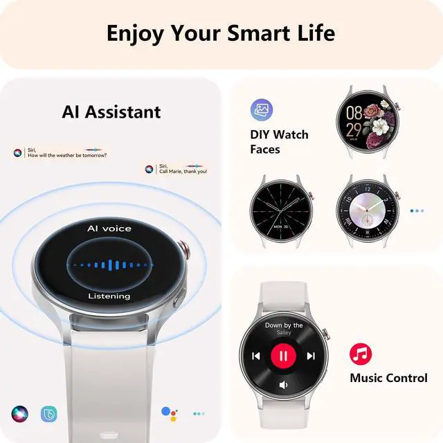 Alt view image 5 of 6 - Smart Watch for Women, AMOLED Ultra-Clear Screen Activity Trackers with Heart Rate/Sleep/SpO2 Monitor, Smartwatch for iPhone/Samsung/Android, 110+ Sport Modes (Grey, S/M/L, Grey)
