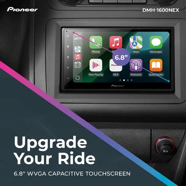 Alt view image 2 of 6 - DMH-1600NEX 6.8" Capacitive Touchscreen Double Din Car Stereo | Digital Multimedia Receiver, Wired CarPlay & Android Auto, Bluetooth, Backup Cam, USB, AM/FM, Front/Rear/Sub RCA Preouts