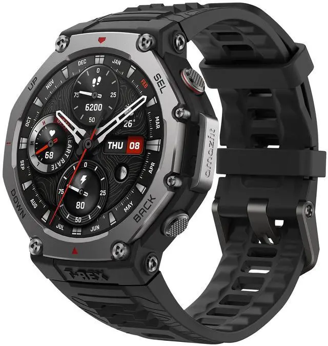 Main image of T-Rex 3, Smart Watch, 1.5" AMOLED Display, GPS, iOS/Android | 48mm, 27-Day Battery, Water-Resistant, Rugged/Military Style, Offline Maps, 170 Fitness/Sport Modes, AI, Voice Control