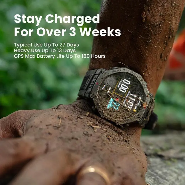 Alt view image 2 of 7 - T-Rex 3, Smart Watch, 1.5" AMOLED Display, GPS, iOS/Android | 48mm, 27-Day Battery, Water-Resistant, Rugged/Military Style, Offline Maps, 170 Fitness/Sport Modes, AI, Voice Control