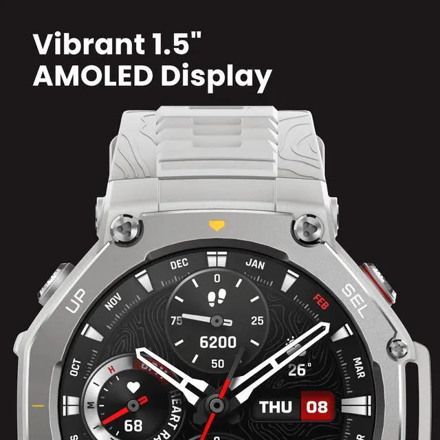Alt view image 6 of 7 - T-Rex 3, Smart Watch, 1.5" AMOLED Display, GPS, iOS/Android | 48mm, 27-Day Battery, Water-Resistant, Rugged/Military Style, Offline Maps, 170 Fitness/Sport Modes, AI, Voice Control