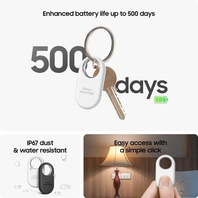Alt view image 2 of 7 - Galaxy SmartTag2, Bluetooth Tracker, Smart Tag GPS Locator Tracking Device, Item Finder for Keys, Wallet, Luggage, Pets, Use w/ Phones and Tablets Android 11 or Later, 2023, 1 Pack, Black
