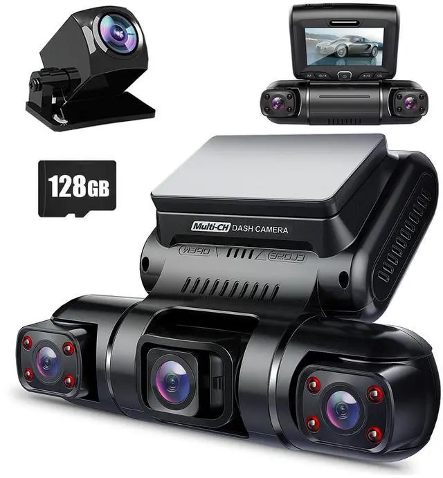 Main image of 360° 4 Channel Dash Cam Front and Rear Inside Left Right, Dash Camera for Cars, Built-in GPS WiFi Night Vision, 24/7 Recording Parking Mode Monitor, 128G Card Included