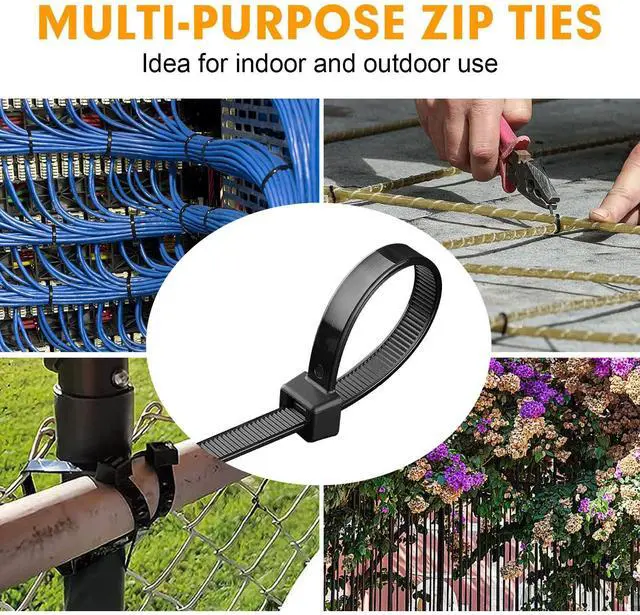 Alt view image 7 of 7 - 1200pcs Black Cable Zip Ties 12 Inch, Heavy Duty Plastic Nylon Tie Wraps with 50lb Tensile Strength for Indoor & Outdoor