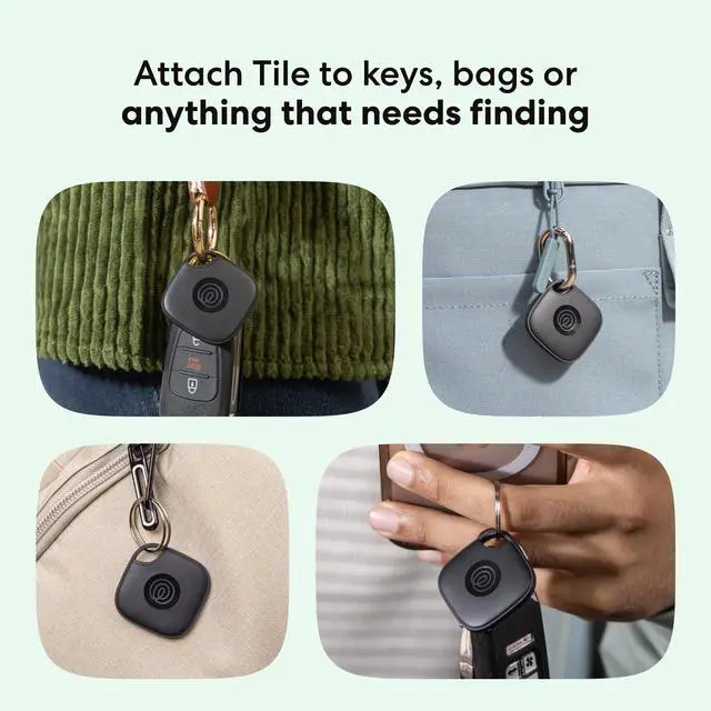 Alt view image 2 of 6 - Tile - Bluetooth Tracker, Keys Finder and Item Locator for Keys, Bags and More. Phone Finder. Both iOS and Android Compatible. 2-Pack (Black/White)