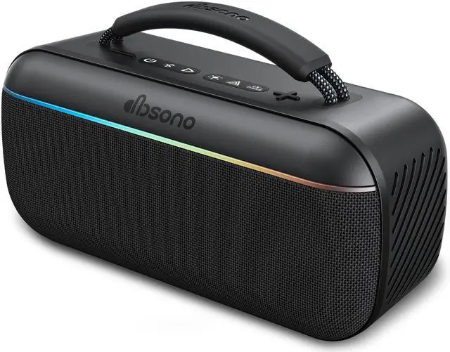 Main image of Portable Bluetooth Speaker Wireless, 100W Peak, Bluetooth 6.0, Black | SoundPulse 2.0, Bass Boost, USB-C Audio, Multi-Speaker Pairing, Waterproof, TWS stereo for indoor and outdoor listening