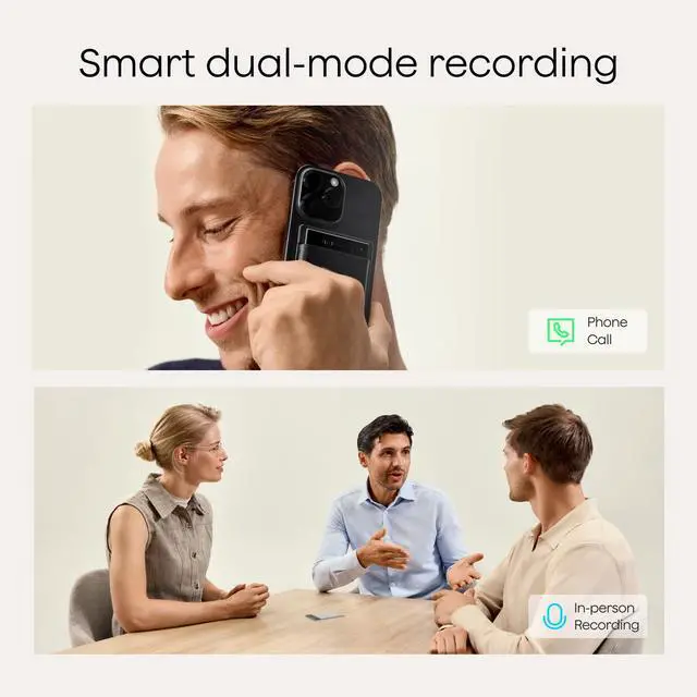 Alt view image 6 of 7 - Note Pro AI Voice Recorder + Extra Magnetic Case Bundle, App Control, AI Transcription & Summaries, Ultra-Slim Recorder with InstantView Display