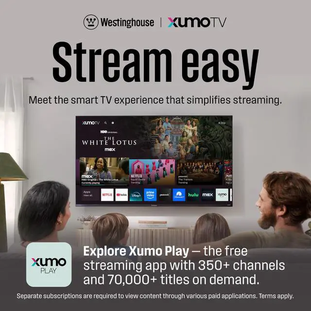 Alt view image 3 of 7 - 50-inch Smart TV, 4K UHD Xumo TV w/ HDR10, Voice Remote, Dolby Vision, Dolby Atmos, Edgeless, Flat Screen LED Television w/Bluetooth, Apple AirPlay, Wi-Fi & Mobile Connectivity