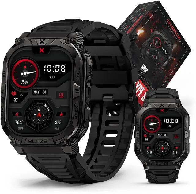 Main image of Blaze Smart Watch with GPS Rugged Fitness Trackers, IP69K Waterproof, 170+ Sports Modes, Gorilla Glass, Make/Receive Calls, Android & iOS Compatible