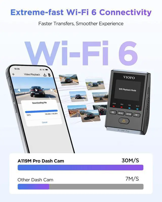 Alt view image 5 of 7 - A119M Pro 4K HDR Mini Dash Cam, STARVIS 2 IMX678 Sensor, Wi-Fi 6, GPS | True 4K with IMX678 Sensor, Wi-Fi 6, Quad-Mode GPS, Voice Control, Buffered 24H Parking Mode, Supercapacitor, Night Vision