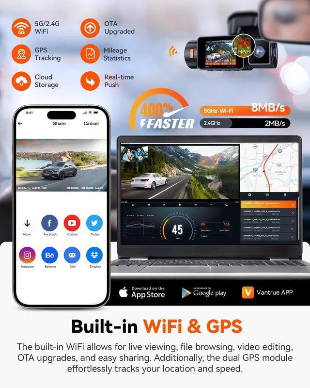 Alt view image 4 of 7 - N2X 2.7K Dash Cam Front and Inside, STARVIS 2 PlatePix Car Camera | IMX675 Sensor, HDR+IR Night Vision, F/1.8 Aperture, 5G WiFi & GPS, 60fps, App/Voice Control, G-Sensor, 24/7 Parking Mode