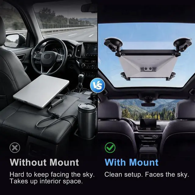 Alt view image 2 of 7 - Starlink Mini Mount Starlink Mini Car Mount Suction Cup Holder for Sunroof & Window, Strong Vacuum Base, Starlink Mini Accessories for RV, Boat, Truck (Black)
