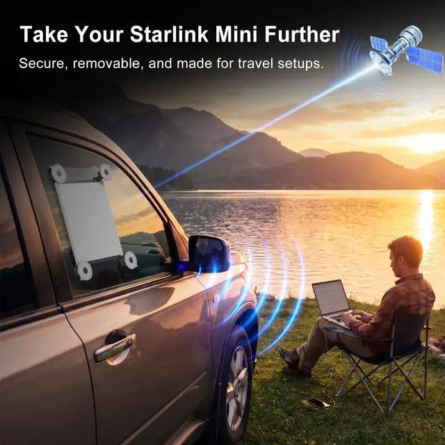 Alt view image 7 of 7 - Starlink Mini Mount Starlink Mini Car Mount Suction Cup Holder for Sunroof & Window, Strong Vacuum Base, Starlink Mini Accessories for RV, Boat, Truck (Black)