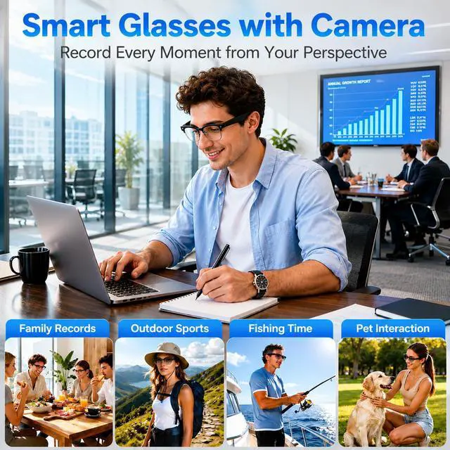 Alt view image 5 of 7 - AI Smart Glasses with Camera, 4K EIS Anti-Shake Video & Photo Capture, Real-Time Translation,Open-Ear Bluetooth Audio, Object Recognition, Recording Sunglasses with Photochromic