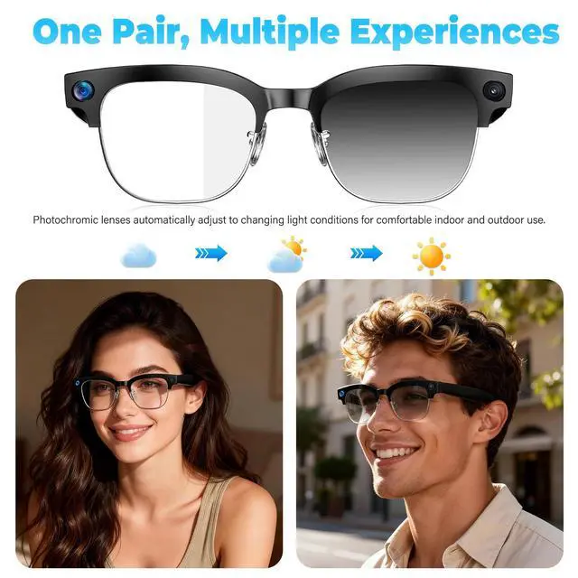Alt view image 7 of 7 - AI Smart Glasses with Camera, 4K EIS Anti-Shake Video & Photo Capture, Real-Time Translation,Open-Ear Bluetooth Audio, Object Recognition, Recording Sunglasses with Photochromic