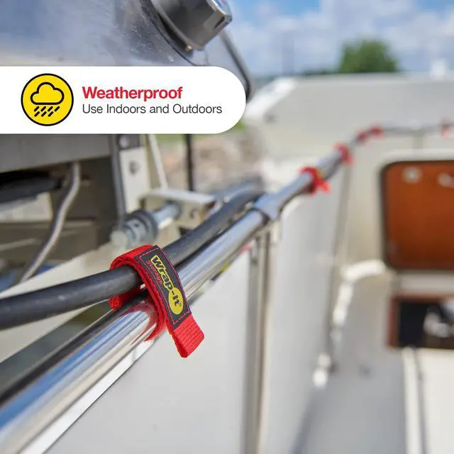 Alt view image 2 of 7 - Quick-Strap Cord Wraps, 9 inch (12 Pack) Red | Hook and Loop Strap, Extension Cord Holder Gifts for Boat, Rope, Hose, and Cable Storage and Organization