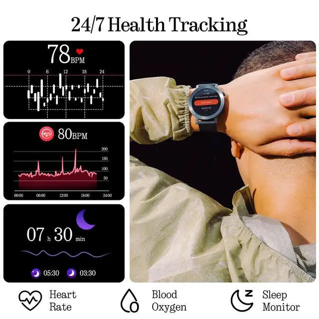 Alt view image 2 of 7 - Watch 3 Pro Smart Watch for Men Women, Bluetooth Call AI Energy Score, 1.43 Heart Rate Tracking, Sleep Monitor, GPS & 130 Sport Modes, Fitness Tracker for Android iOS, IP68 Dark Grey