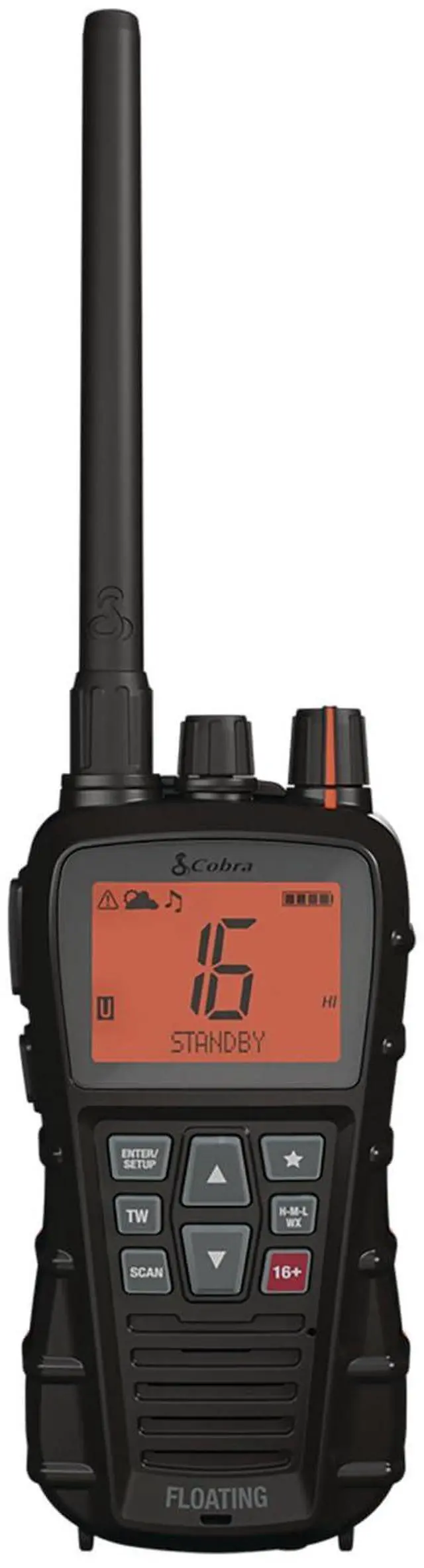 Main image of BlueBound 350 VHF Handheld Marine Radio, Black 6-Watt, Floats | Long Range, NOAA Weather Alerts, International Functionality, IPX7 Waterproof, USB-C, Submersible, LCD Screen, Belt Clip