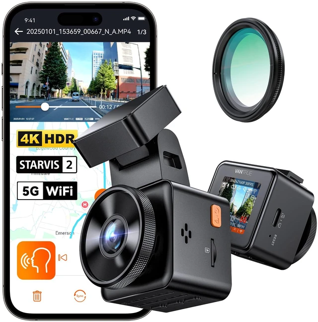 Main image of E1 Pro 4K Mini Dash Cam Front, STARVIS 2 PlatePix HDR Night Vision Car Camera, Built-in 5G WiFi GPS, 1.54'' IPS Screen, Voice Control, 24/7 Buffered Parking Mode, Support 1TB Max