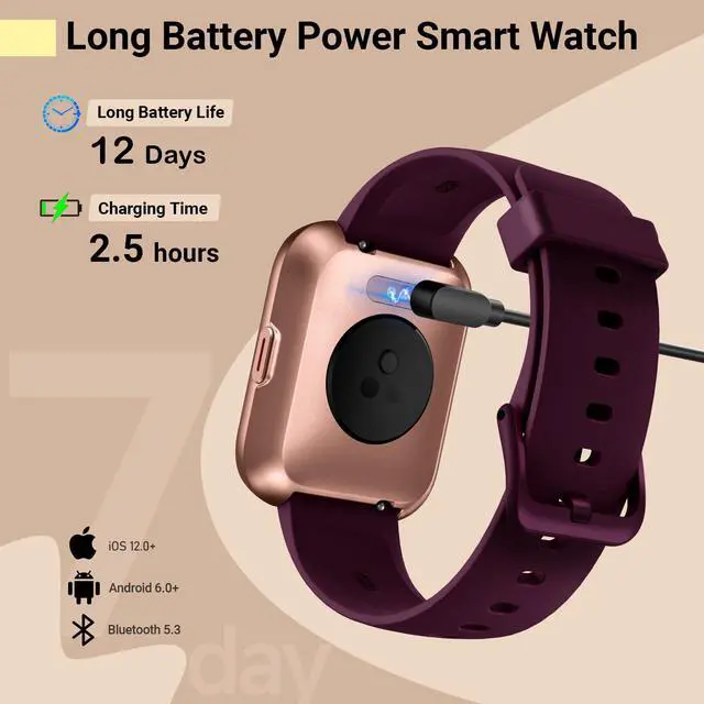 Alt view image 7 of 7 - Smart Watches for Women, Smart Watch for Android Phones & iPhone, Fitness Watches for Women with Alexa, Call & Notification Alerts, Tracks Heart Rate/Sleep Smartwatches (Dark Purlple, 1.8 inches)