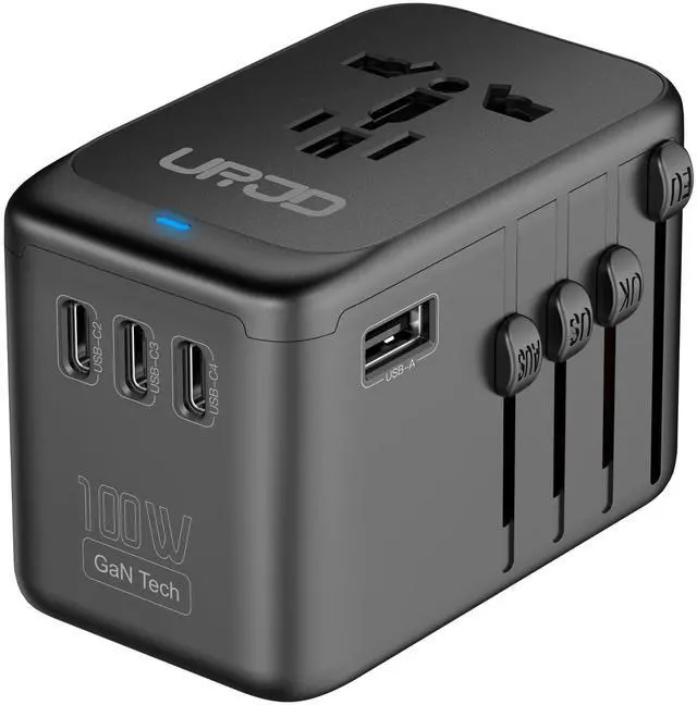 Main image of Universal Travel Adapter 100W GaN Fast Charger in One for Europe UK US | 5 USB C/A Ports + 2500W AC Outlet, For MacBook iPhone iPad Laptop Phone, International Power Adapter for 200+ Countries
