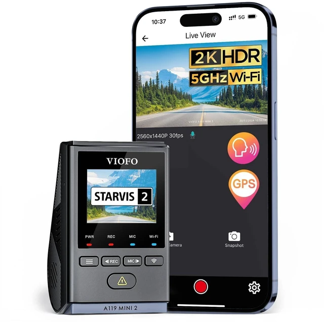 Main image of Dash Cam A119 Mini 2, STARVIS 2 Sensor, 2K 60fps/HDR 30fps Voice Control Car Dash Camera with 5GHz Wi-Fi GPS, Night Vision 2.0, 24H Parking Mode, Supercapacitor (SD Card Not Included)
