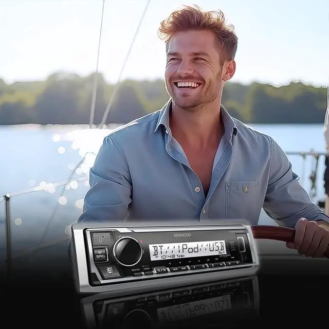 Alt view image 7 of 7 - KMR-M332BT Car & Marine Stereo - Single Din, Bluetooth Audio, USB MP3, Aux in, AM FM Radio SiriusXM Ready, Weatherproof, Multi Color Illumination