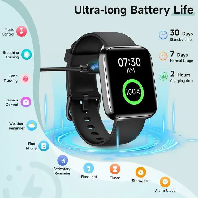 Alt view image 7 of 7 - Smart Watch for Men Women, 1.8" Fitness Tracker for Android & iPhone, Answer/Make Calls, Alexa Built-in, Heart Rate/Sleep/SpO2 Monitor Smartwatch, 3ATM Waterproof Watches, 101+ Sport Modes, 2 Bands
