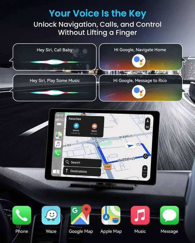 Alt view image 3 of 7 - iK11 11-Inch Wireless Apple CarPlay Screen, Android Auto, 4K Dash Cam | Ultra-Slim 0.16 Inch Touchscreen Car Stereo with1080p Backup Camera, GPS, Mirror Link, Voice Control