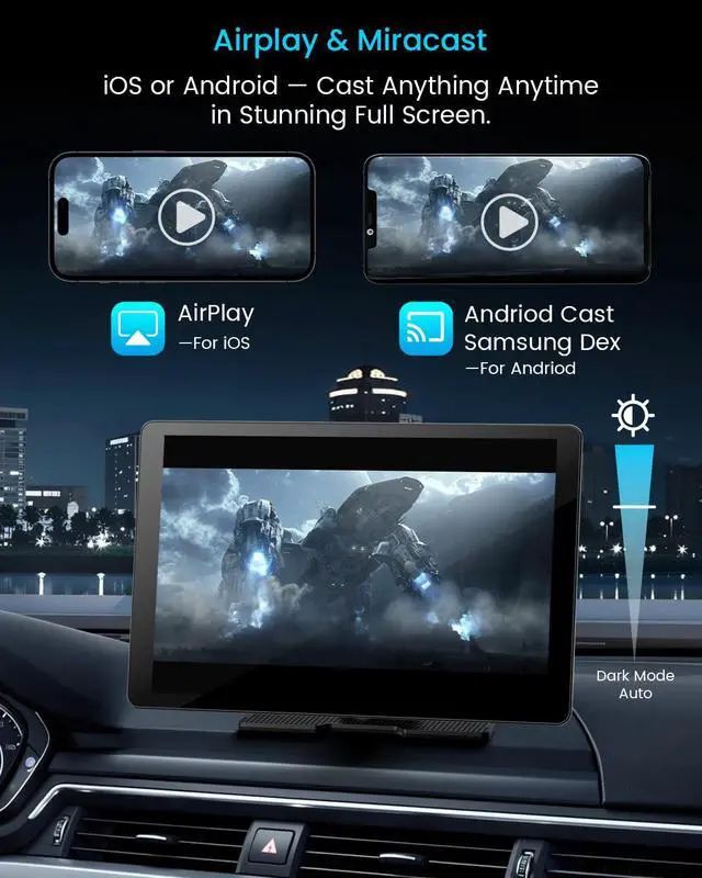 Alt view image 7 of 7 - iK11 11-Inch Wireless Apple CarPlay Screen, Android Auto, 4K Dash Cam | Ultra-Slim 0.16 Inch Touchscreen Car Stereo with1080p Backup Camera, GPS, Mirror Link, Voice Control