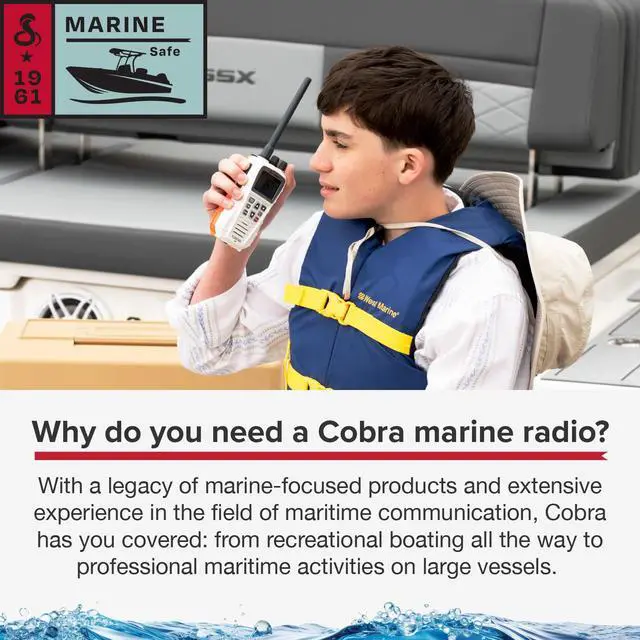 Alt view image 5 of 7 - BlueBound 350 VHF Handheld Marine Radio - White, 6-Watt, Floats | Long Range, NOAA Weather Alerts, International Functionality, IPX7 Waterproof, USB-C, Submersible, LCD Screen, Belt Clip