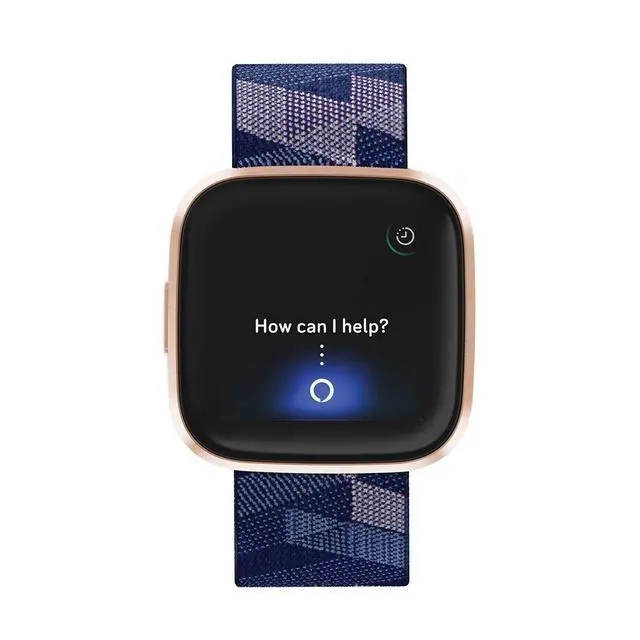Alt view image 2 of 7 - Versa 2 Special Edition Health and Fitness Smart Watch with Heart Rate, Music, Alexa Built-In, Sleep and Swim Tracking, Navy and Pink Woven/Copper Rose, One Size (S and L Bands Included), 2.3