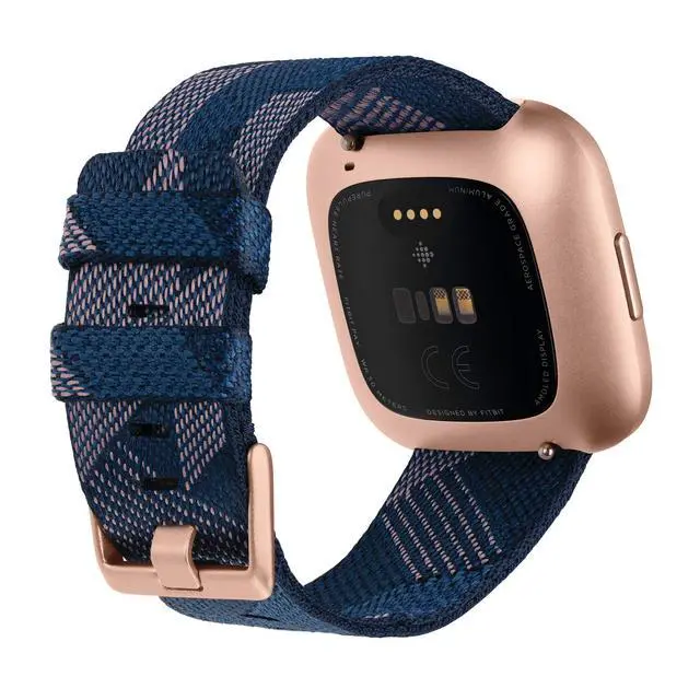 Alt view image 4 of 7 - Versa 2 Special Edition Health and Fitness Smart Watch with Heart Rate, Music, Alexa Built-In, Sleep and Swim Tracking, Navy and Pink Woven/Copper Rose, One Size (S and L Bands Included), 2.3