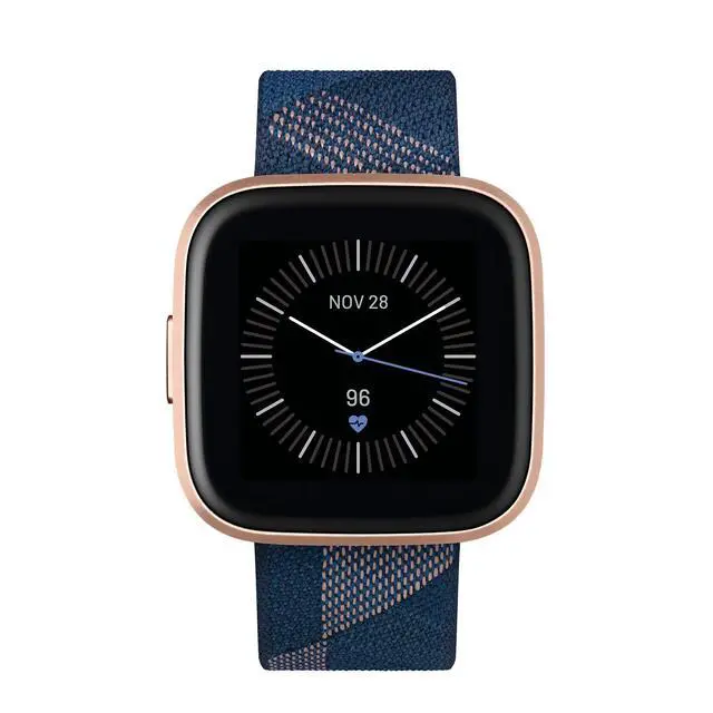 Alt view image 3 of 7 - Versa 2 Special Edition Health and Fitness Smart Watch with Heart Rate, Music, Alexa Built-In, Sleep and Swim Tracking, Navy and Pink Woven/Copper Rose, One Size (S and L Bands Included), 2.3