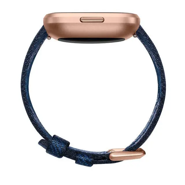 Alt view image 5 of 7 - Versa 2 Special Edition Health and Fitness Smart Watch with Heart Rate, Music, Alexa Built-In, Sleep and Swim Tracking, Navy and Pink Woven/Copper Rose, One Size (S and L Bands Included), 2.3