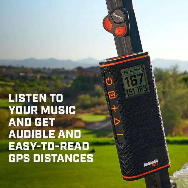 Alt view image 3 of 7 - Golf Wingman View Golf Speaker | GPS Audible & Visual Distances, Hazard Detection, Remote Control, Magnetic Cart Mount