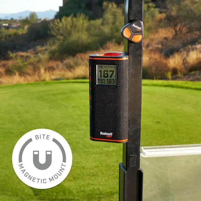 Alt view image 6 of 7 - Golf Wingman View Golf Speaker | GPS Audible & Visual Distances, Hazard Detection, Remote Control, Magnetic Cart Mount