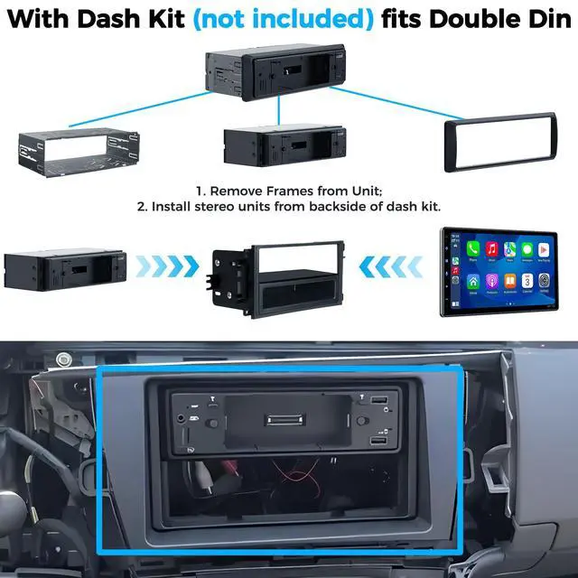 Alt view image 7 of 7 - 10.1" Wireless Single Din Car Radio Stereo with Apple Carplay Android Auto Touch Screen, Car Play Audio Receivers Headunit, Bluetooth 5.3, Backup Camera, 240W, 2 Subwoofers, Navigation, FM/AM, SWC