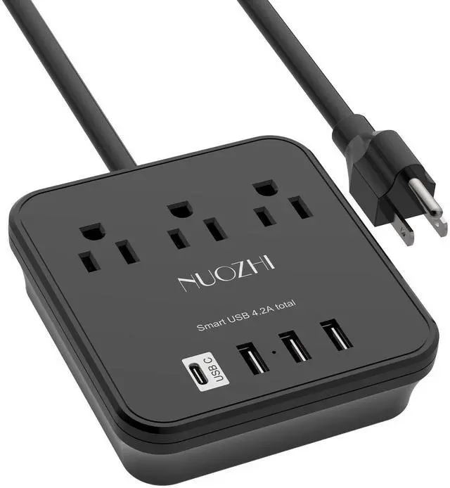 Main image of Cruise Essentials,6 Ft Power Strip with 3 Outlets and 4 USB Ports(1 USB C), Non Surge Protector for Cruise Ship, Travel, Home Office, ETL Listed, Black