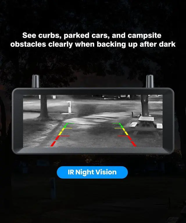 Alt view image 4 of 7 - Wireless RV Backup Camera, 30Min Plug and Play Setup | Smooth Live View Even Past 60ft, 7.2" 1080P DVR Monitor, IR Night Vision Backup Camera for Pre-Wired RV, 5th Wheel, Trailer
